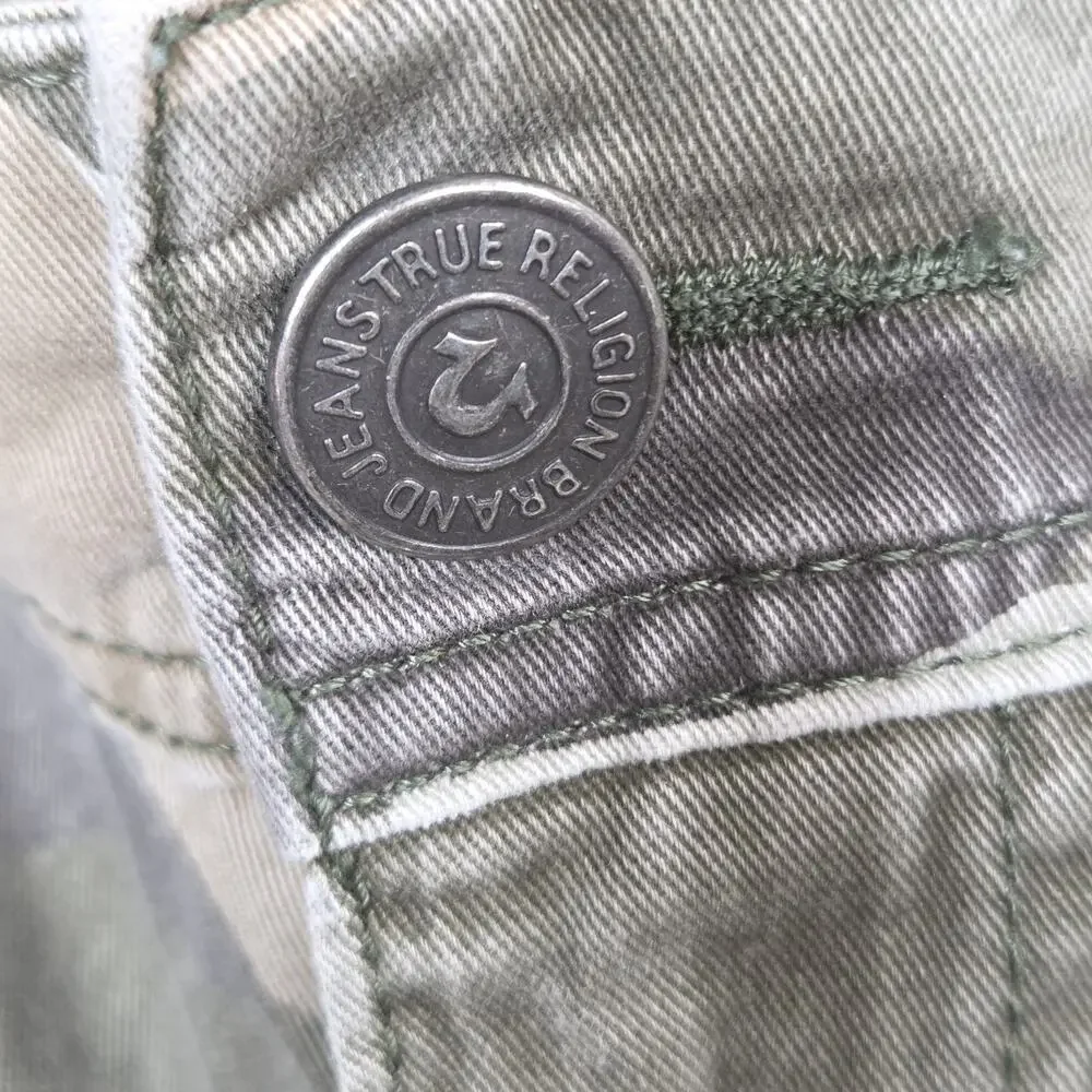 True Religion Joggers Pants Mens 40 Green Camo Denim